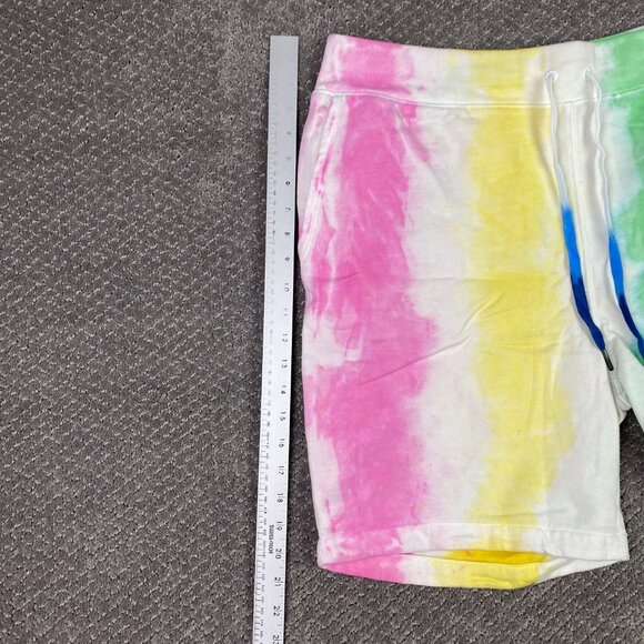 Polo Ralph Lauren Tie Dye Fleece Sweat Shorts Men's XL Pink Yellow Green Gym - Picture 11 of 13